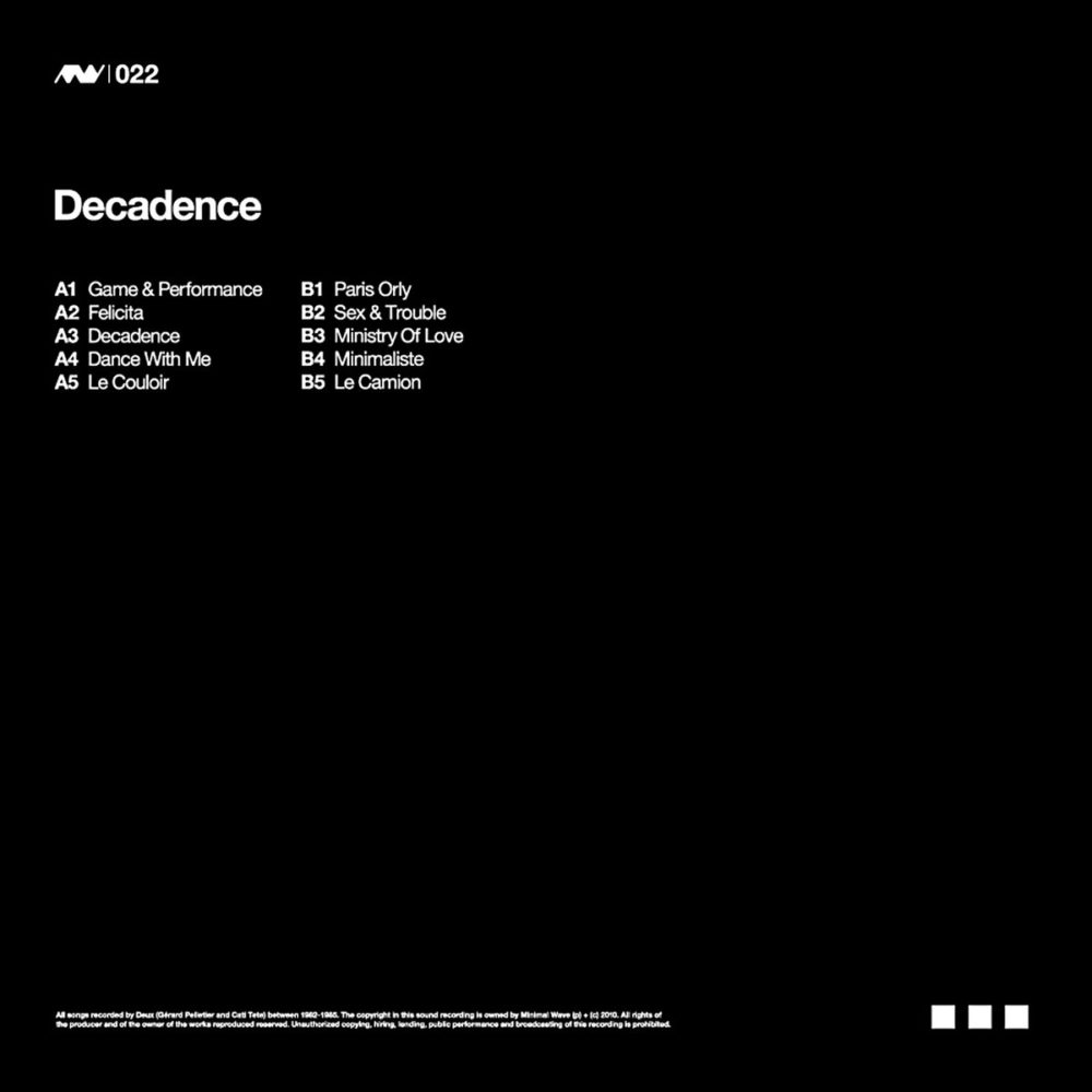 DEUX - DECADENCE - LP - VINYL 33 TOURS DISQUE VINYLE LP PARIS MONTPELLIER GROUND ZERO PLATINE PRO-JECT ALBUM TOURNE-DISQUE