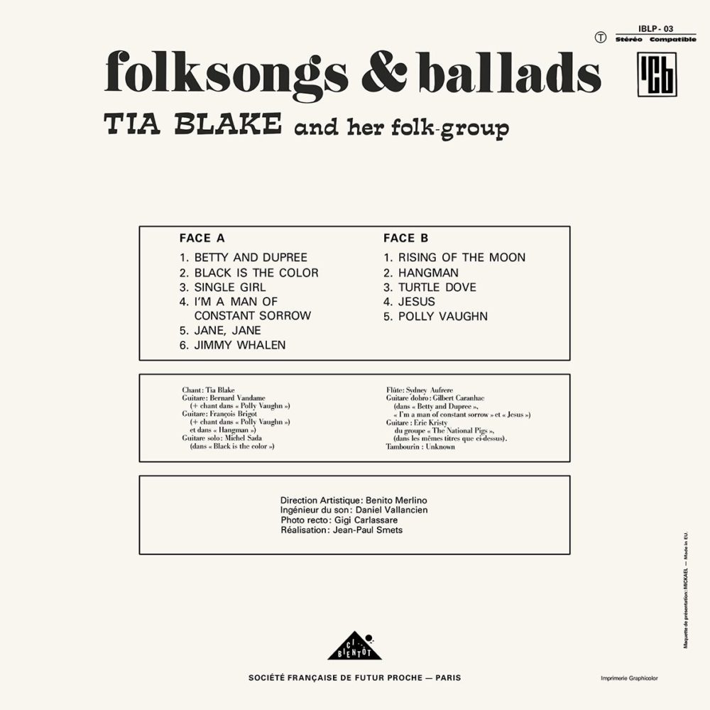 BLAKE, TIA & HER FOLK GROUP - FOLKSONG & BALLADS 02