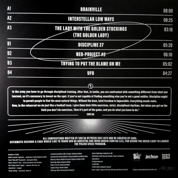 EABS - DISCIPLINE OF SUN RA - LP VINYL 33 TOURS DISQUE VINYLE LP PARIS MONTPELLIER GROUND ZERO PLATINE PRO-JECT ALBUM TOURNE-DISQUE