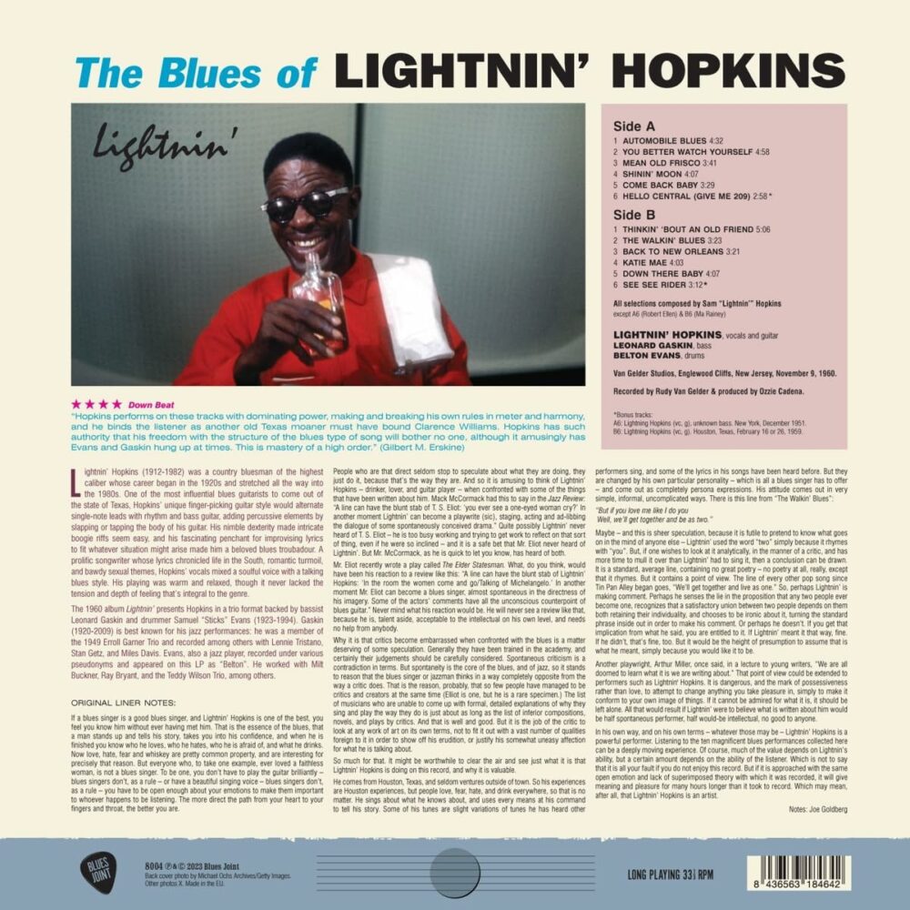 LIGHTNIN HOPKINS - THE BLUES OF LIGHTNIN'HOPKINS