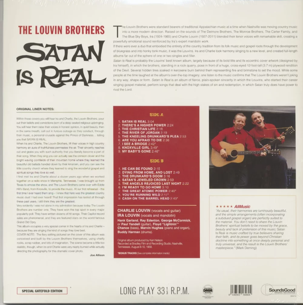 LOUVIN BROTHERS SATAN IS REAL VINYLE LP
