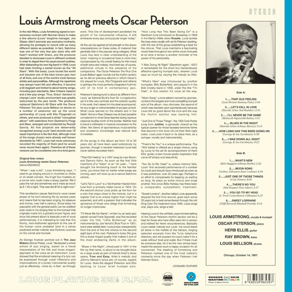 ARMSTRONG, LOUIS & OSCAR PETERSON - LOUIS ARMSTRONG MEETS OSCAR PETERSON (VINYLE COULEUR) - LP