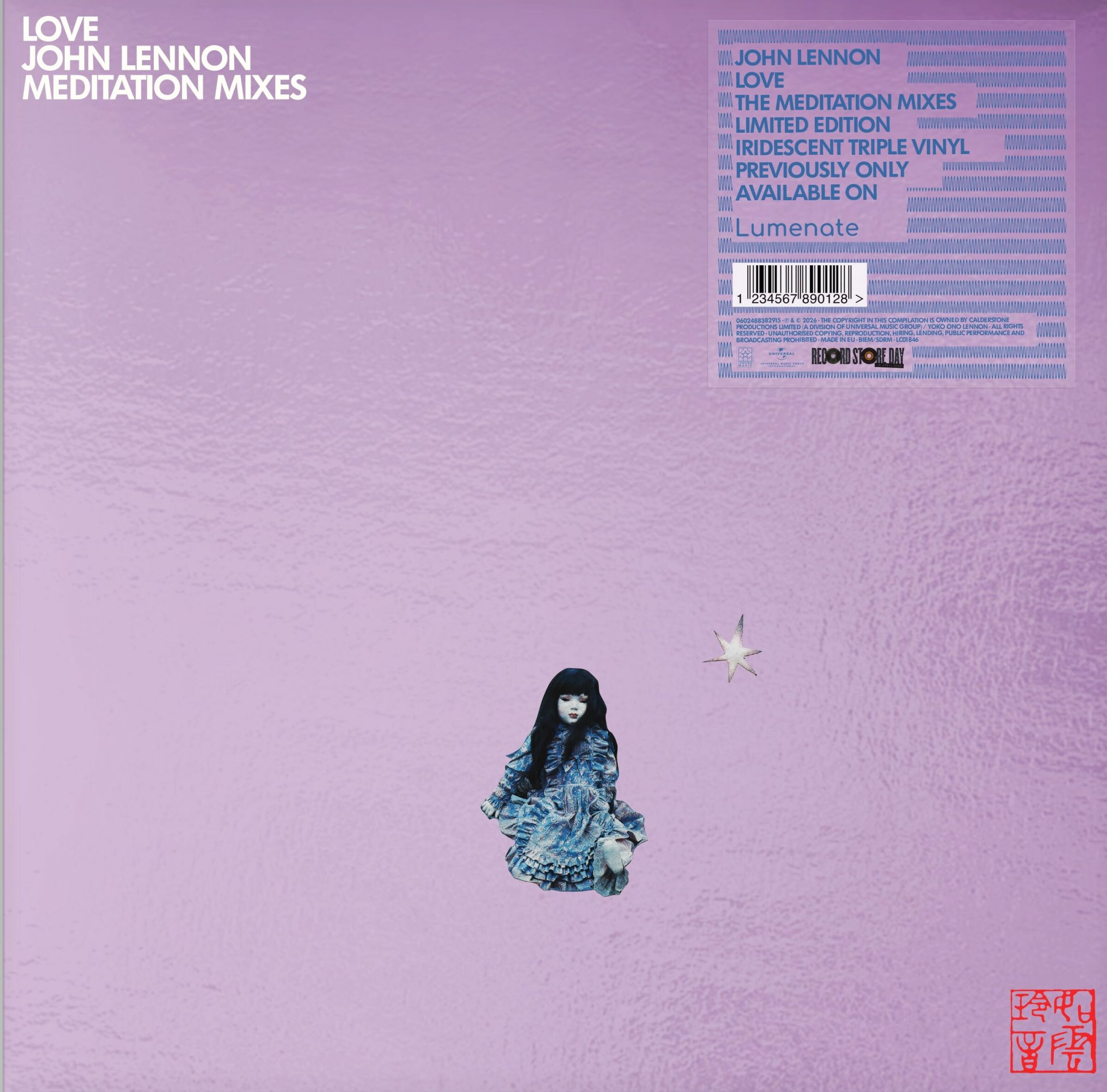 Après les mediations mixes, voici les Love Meditation Mixes. Ces mixes ont été produits par Sean Ono Lennon et proposent une expérience sonore unique. Gatefold trois volets réalisé par Liz Hirsch.