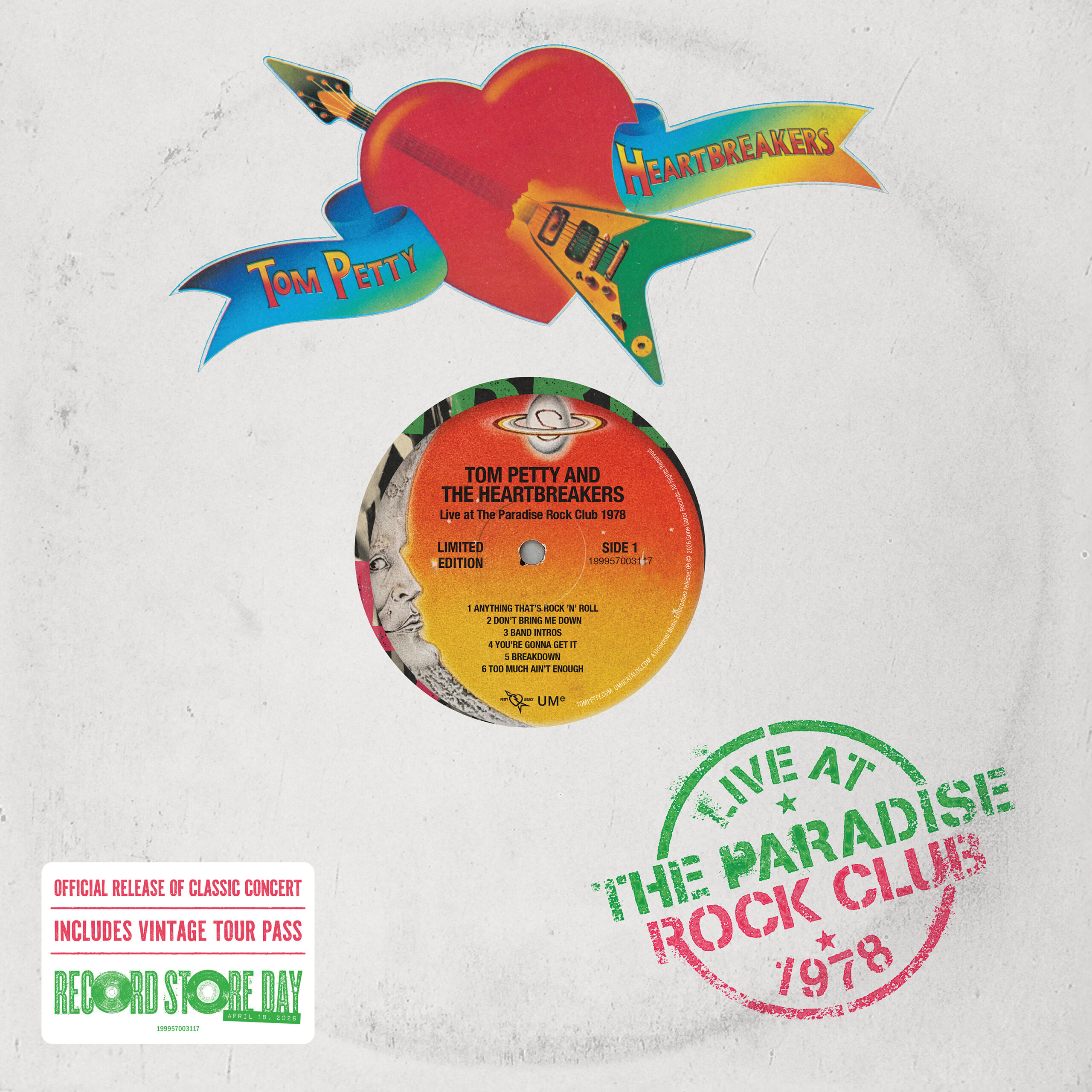 A l’occasion du RSD 2026, retrouvez l’un des enregistrements bootleg préférés des fans de Tom Petty, initialement diffusé sur la radio WBCN-FM dans le cadre de la tournée « You’re Gonna Get It Tour » de 1978. L’enregistrement propose 9 performances dont cinq grands classiques de l’artiste au format 180gr rose et vert splatter, inclus un pass vintage de la tournée. Restauration audio réalisée par le producteur Ryan Ulyate.