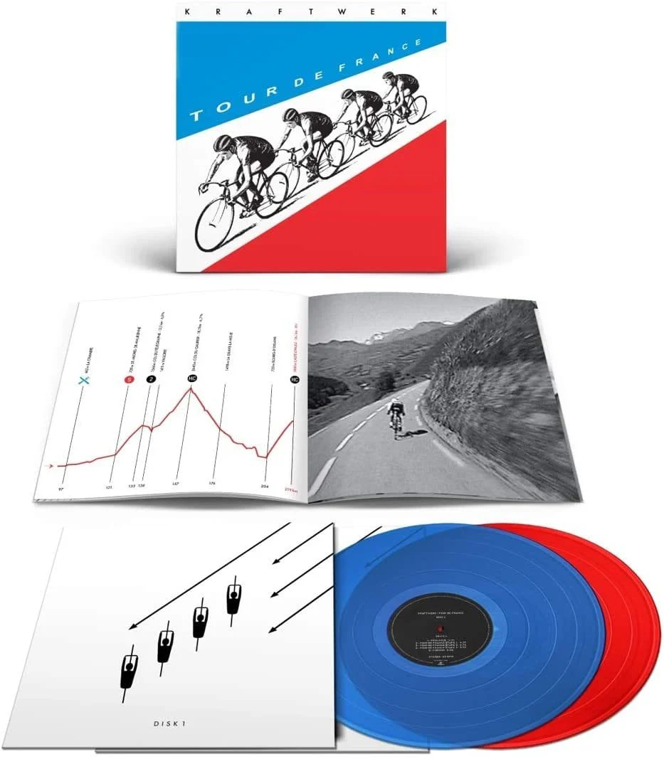 Album sorti en 2003. Réédition vinyle couleur (1 vinyle bleu translucide et un vinyle rouge translucide) 180gr. Inclus un livret 20 pages. Réédition de la discographie de Kraftwerk en vinyles de couleur 180gr. (Remasters 2009). Cette campagne de rééditions regroupe les 8 éditions UK des LPs 'Autobahn', 'Radio-Activity', 'Trans Europe Express', 'The Man-Machine', 'Computer World', 'Techno Pop', 'The Mix' et 'Tour De France' et les 6 éditions allemandes. Les éditions allemandes comptent 5 albums chantés en allemand, plus 'Radio-Activät', qui comprend des titres en allemand sur l'artwork, même si son contenu audio est identique à celui du pressage UK. Ces nouvelles rééditions vinyles sont disponibles en pressage 180gr. et bénéficient d'une gamme de couleurs dynamiques allant du jaune néon vif translucide de 'Computer World' jusqu'au bleu translucide d' 'Autobahn', et leur son est aussi pur que leur apparence.
