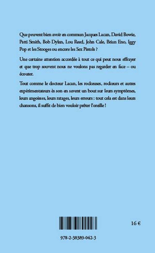 Résumé En 1973, au cours d'un entretien radiophonique, Jacques Lacan lance cette proposition : « L'analyse c'est le poumon artificiel grâce à quoi on essaie d'assurer ce qu'il faut trouver de jouissance dans le parler pour que l'histoire continue. » Quelques mois plus tard, en 1974, Yves Simon propose une formule-talisman : « Respirer, chanter ». Tout comme la psychanalyse, la musique constituerait-elle un moyen de se construire un poumon artificiel, c'est-à-dire de continuer à chanter, vivre, respirer malgré tout ce qui tendrait aujourd'hui à rendre la vie invivable, irrespirable ?