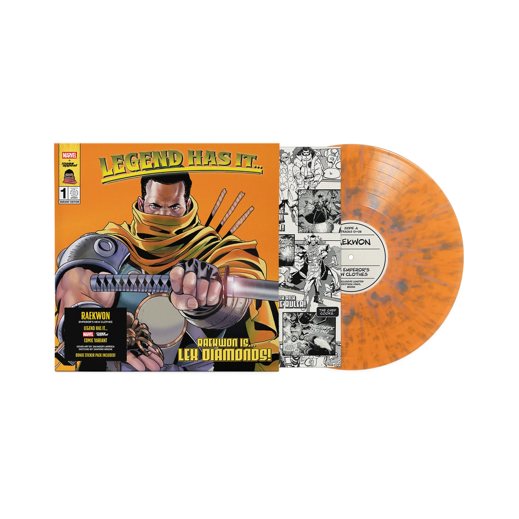 This exclusive variant of The Emperor’s New Clothes reimagines Raekwon’s razor-sharp storytelling through the cinematic lens of acclaimed Marvel artist Salvador Larroca. Known for his dynamic, high-impact visuals, Larroca brings a new dimension to The Chef’s latest body of work, fusing hip-hop royalty with comic book mythology in a cover that feels as powerful as the music inside. Pressed for collectors and fans alike, this limited Marvel Variant Edition is more than an album - it’s a crossover event. Raekwon’s signature grit, luxury, and street wisdom collide with bold, panel-worthy artwork that captures the larger-than-life presence he’s built over decades. Details: Limited Marvel Variant cover illustrated by Salvador Larroca. Premium packaging with high-quality print finish. A must-have for vinyl collectors, comic fans, and Hip Hop devotees. Tracklist: Side A Intro Bear Hill Pomogranite Veterans Only Billionaire Rehab (SKIT) Wild Corsicans 1 Life Barber Shop Bullies (SKIT) Open Doors Side B 600 School The Guy That Plans It Da Heavies Officer Full Beard (SKIT) The Omerta Get Outta Here The Sober Dose Gift (SKIT) Debra Night Wine Mac & Lobster